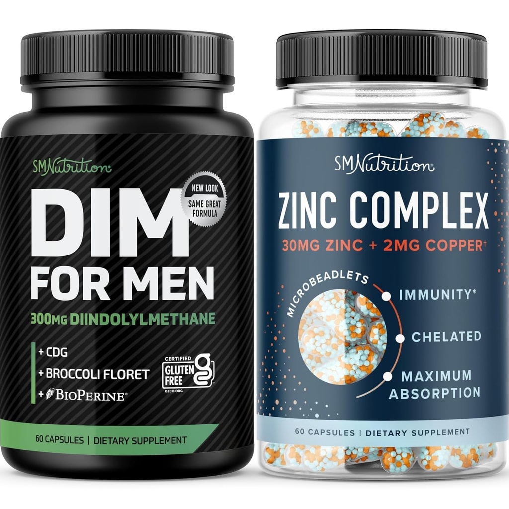 睾丸激素复合体和300mg DIM 男子雌激素代谢补充体和睾丸激素支持体 → 微珠锌补充体(60个服务体),DIM 男子综合体(60个服务体)