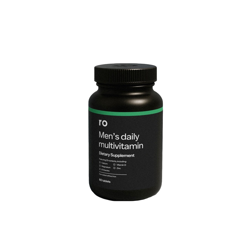 Ro Daily Multivitamin for Men QQ支持体育活动,大脑+心脏健康,以及带有23个关键营养物的免疫系统,包括钙,镁,锌30天供应(60块).