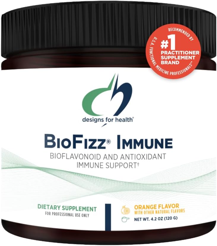健康生物Fizz Immune粉 - 维生素C饮料混合剂补充剂与Bioflavoids,锌,2000年 IU维生素D + E - Fizzy Orange Flavor + 抗氧化剂支持(30 services / 120g)
