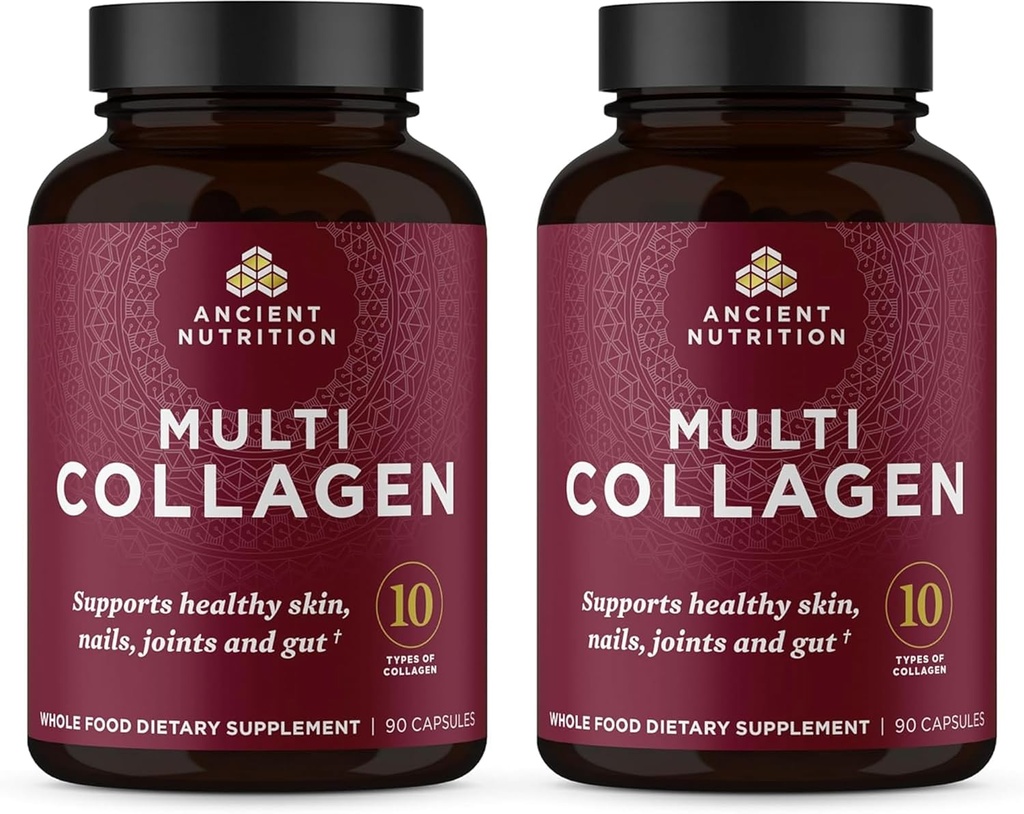 古老营养科拉根 Collagen Pepteides Capsules 补充品,男女水解科拉根药丸,支持健康皮肤和钉子,Gut健康与联合支持,Shrink-Wrapped 90 Count Bundle(2包)
