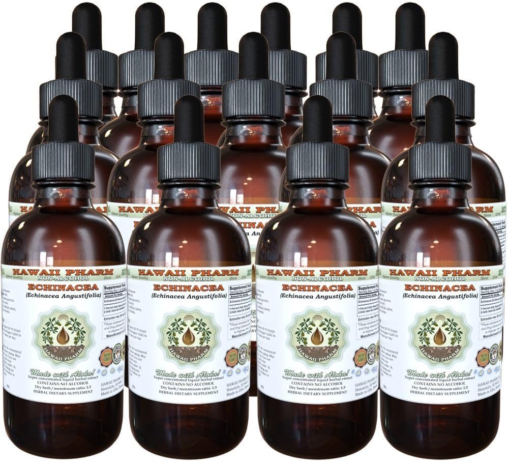 Echinacea 无酒精液体提取, Echinacea (Echinacea Angustifolia) 干根 Glycerite 夏威夷药草天然草药 15x4 oz