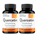 桑德胡的Quercetin 蔬菜卡普勒斯 120 Counters (Pack of 2) + 生物氟化物用于免疫支持和呼吸卫生,季节性过敏支持 + Quercitin 用于男女