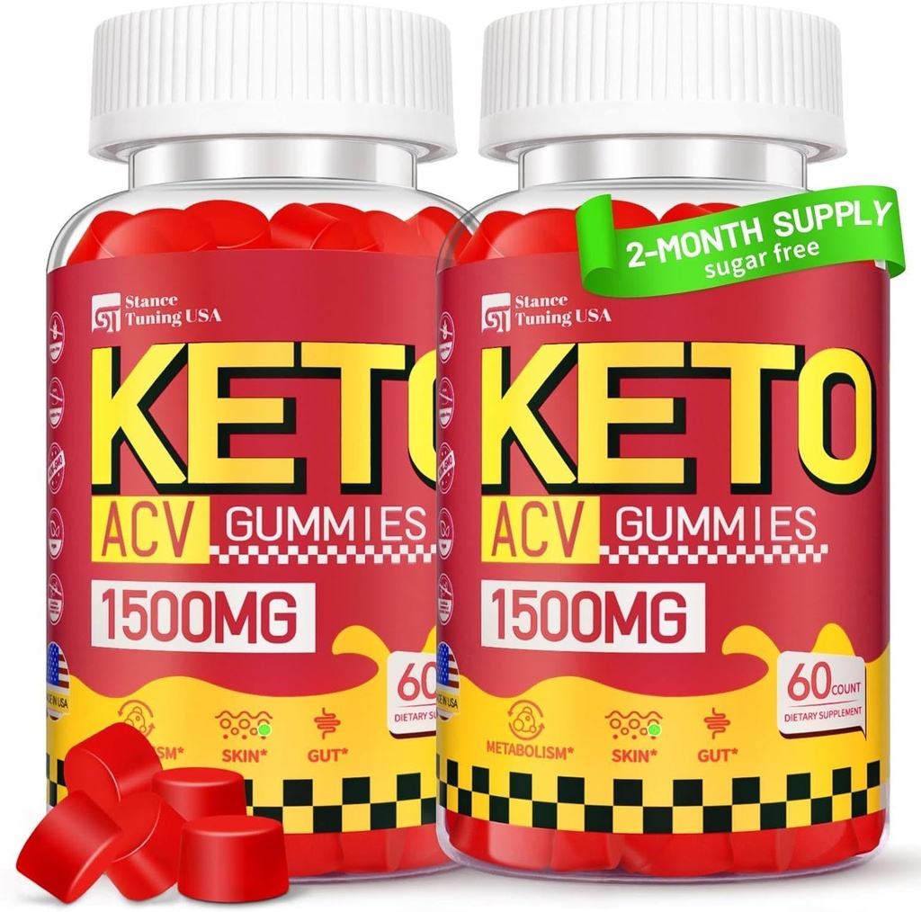 Keto ACV Gummys - 1500MG ACV Keto Gummys for Women Men - Apple Cider Vinegar with Mother, Probiotics, 维生素 B6 B12 for Gut Digestion - Vegan & Non-GMO, 2 Pack (英语).