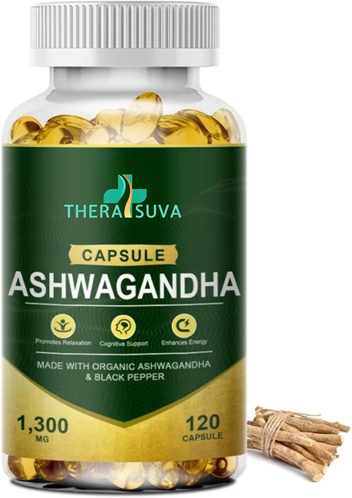 有机Ashwagandha + Black Pepper, " 减轻压力和生命力的所有天然高潜力补充 " 120软胶,60天供应