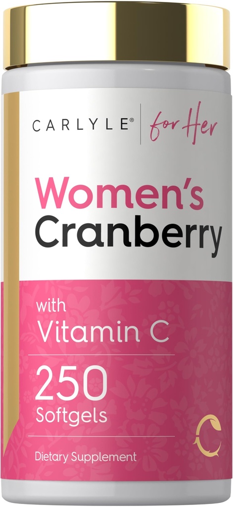 Carlyle Cranberry Pills for Women 250 Softgels 与维生素C和E = Non-GMO 的集中抽取补充,Gluten免费给她