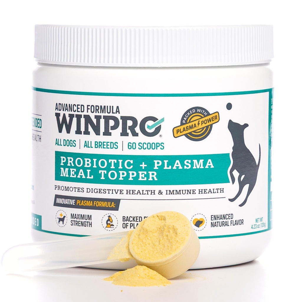 WINPRO Dog Probioder Meal Topper, Spray Dried Plasma with Prebiotics and Probiotics for Decemberive Supports and Gut Health for Dogs, All Breeds, Ages, and Spisions, 60 Scoops, Made in USA (英语)美国制造的"狗所有育种,年龄,年龄,和体型60 Scoops"(英语: