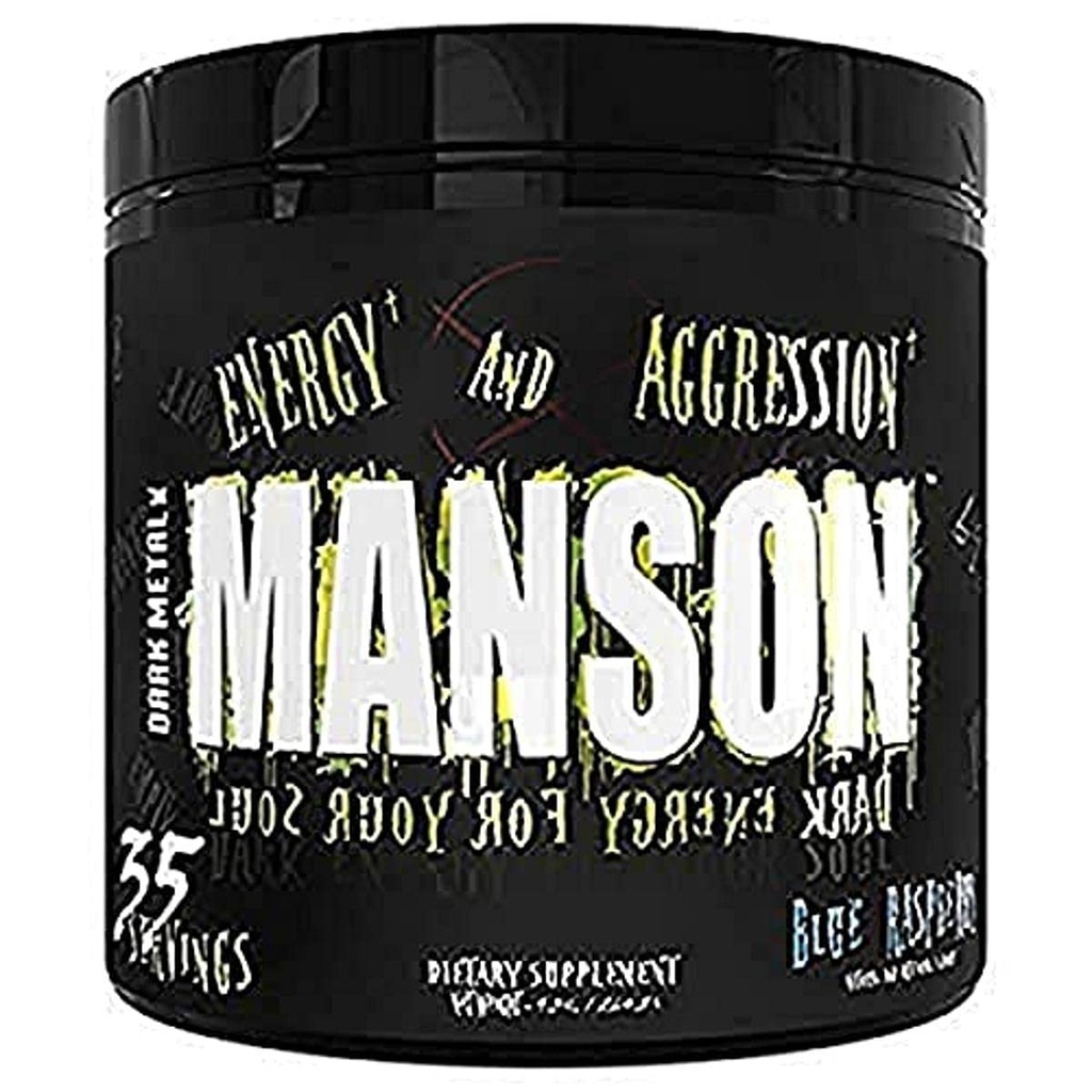 DARK METAL Inc. Manson High Stim Pre Workingout Powder, 能量聚焦强度,装入Beta Alanine L-Carnitine咖啡因精选, 35 Srvgs, 蓝莓