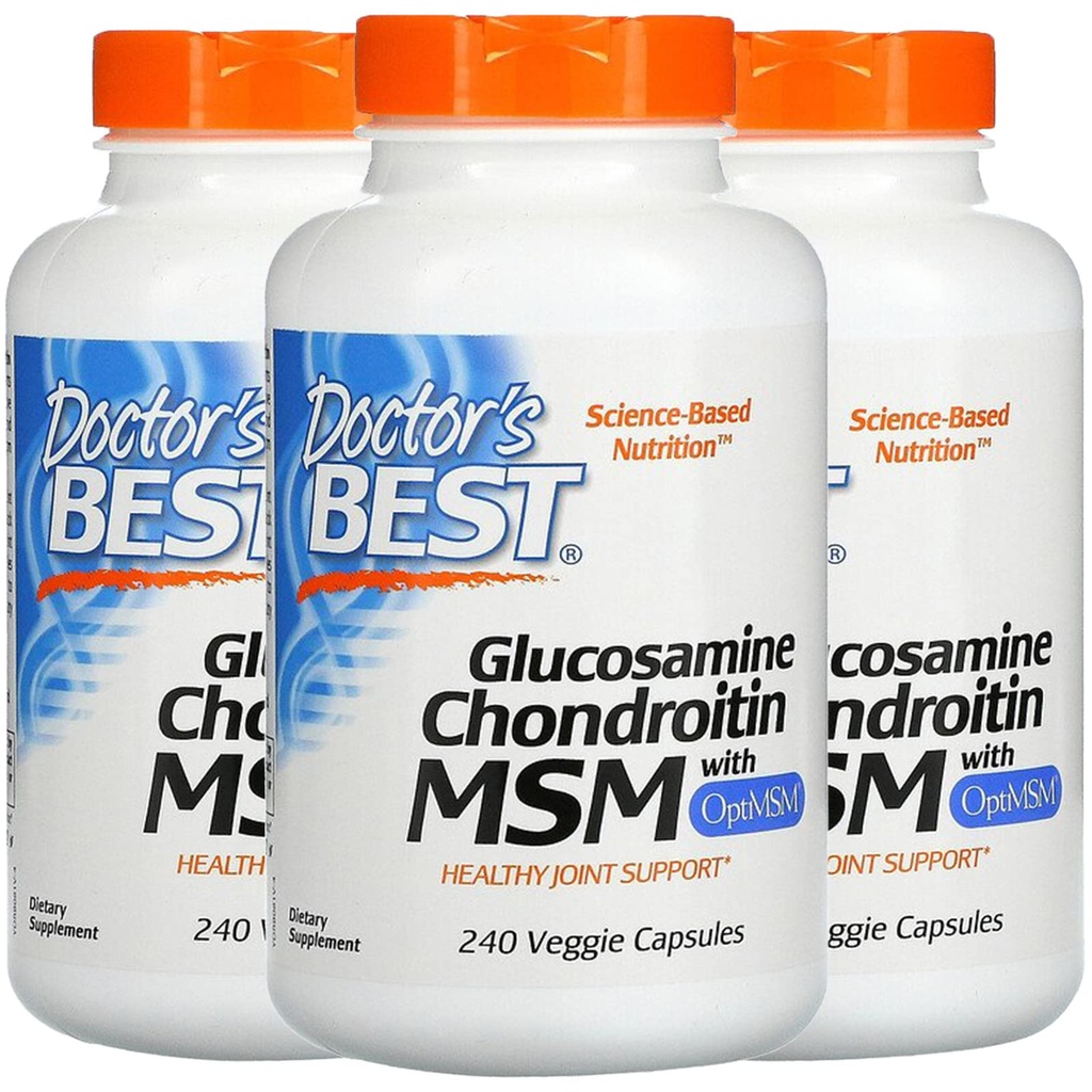 最佳医生(3 Pack Glucosamine Chondroitin MSM 配 OptiMSM, 240 Veggie Caps)