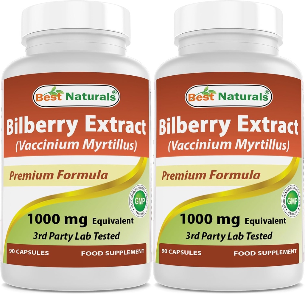 Best Naturals Bilberry 1000 Mg 90 Capsules (90 Counter (Pack of 2)) (英语).