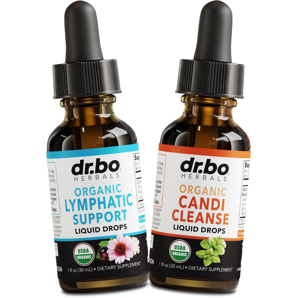淋巴排水补充剂 & Candi Cleanse - 有机淋巴支持液滴 & Oregano Oil, Lymph Node Detox Lymph System 排水 - 天然口腔古特清洁剂 Detox 1 oz