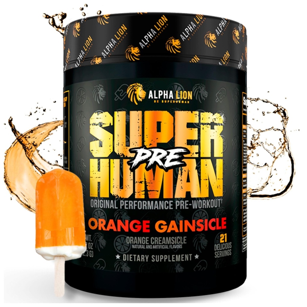 ALPHA LION 超人预选工作粉,Beta Alanine,L-Taurine & Tri-Source Cafeine 用于可持续能源和焦点,Nitric Oxide & Citrulline for Pump (21 services, Orange Gainsicle)