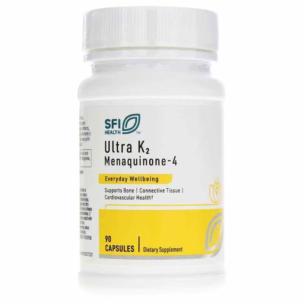 Klaire Labs SFI 健康 Ultra K2 Menaquinone - 4 - 维生素K2补充剂,每卡普尔15mg的维生素K2 MK4 - 支持骨和心血管健康 - 假生和维冈维生素K(90卡普尔)
