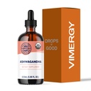 Vimergy USDA Organical Ashwagandha 液体提取器,57 Services – Stress Suppers – Adaptoin – 支持认知函数 – 支持睡眠支持 – 无酒精,非GMO, Vegan & Paleo 友好(115 ml)