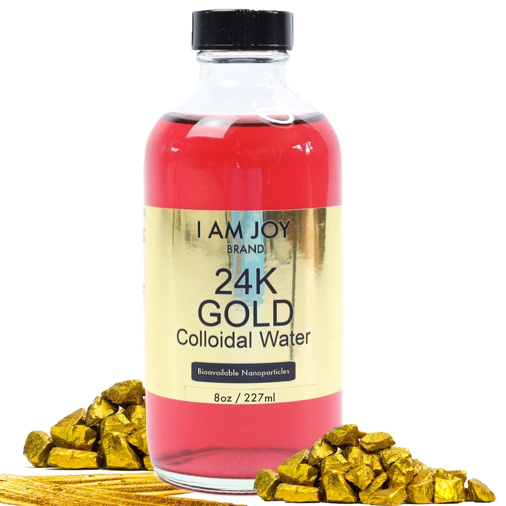I Am Joy: 液态偶合金 24k 99.99%纯度 100ppm Ruby红水 全部自然电解 大型 8oz 玻璃瓶