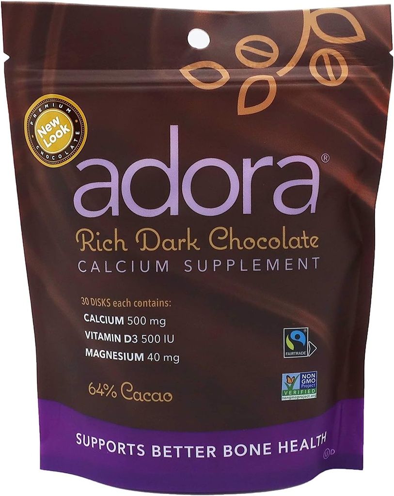 Adora Calcium 补充品,Fairtrade 暗巧克力,包装为12-30厘米