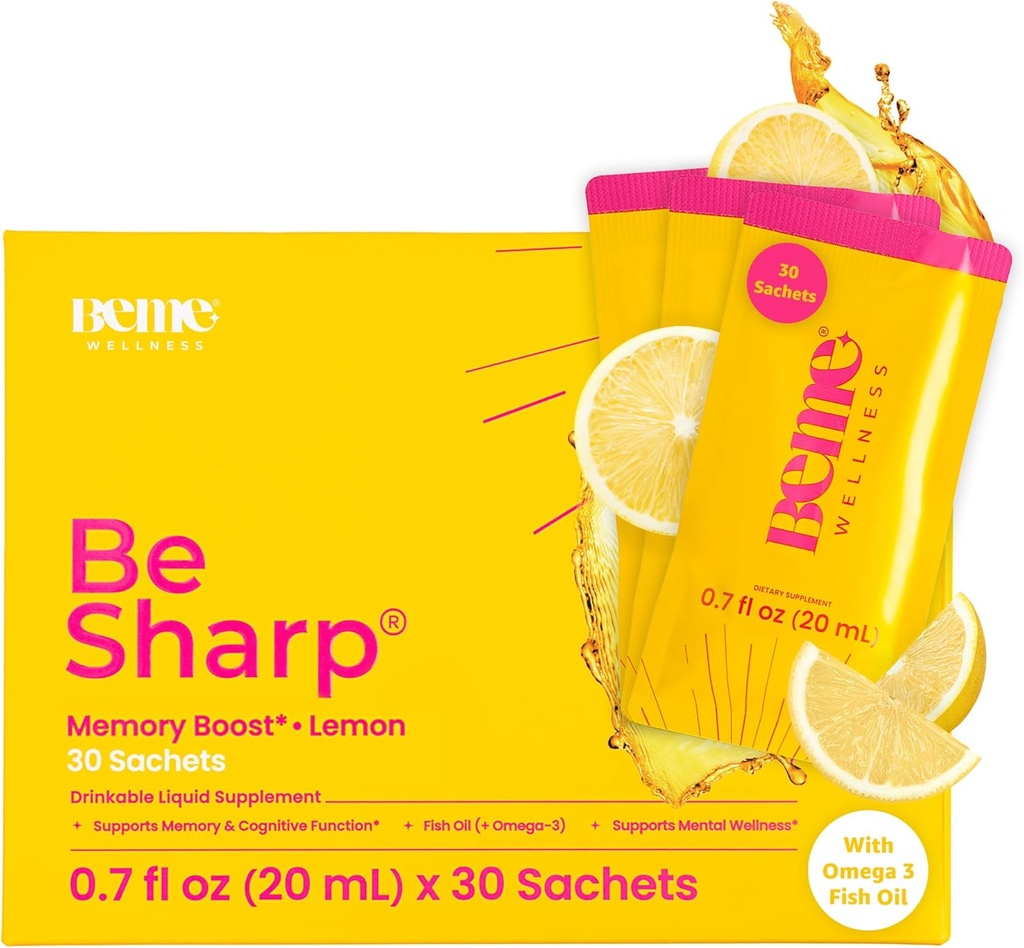 BeMe Liquid Omega 3 Fish Oil - Turmeric Crucumin, Lemon Balm Excution & Omega 3 Suppl for Women - 快速吸收和高生物利用率的专利EPAX® - 支持记忆和脑健康