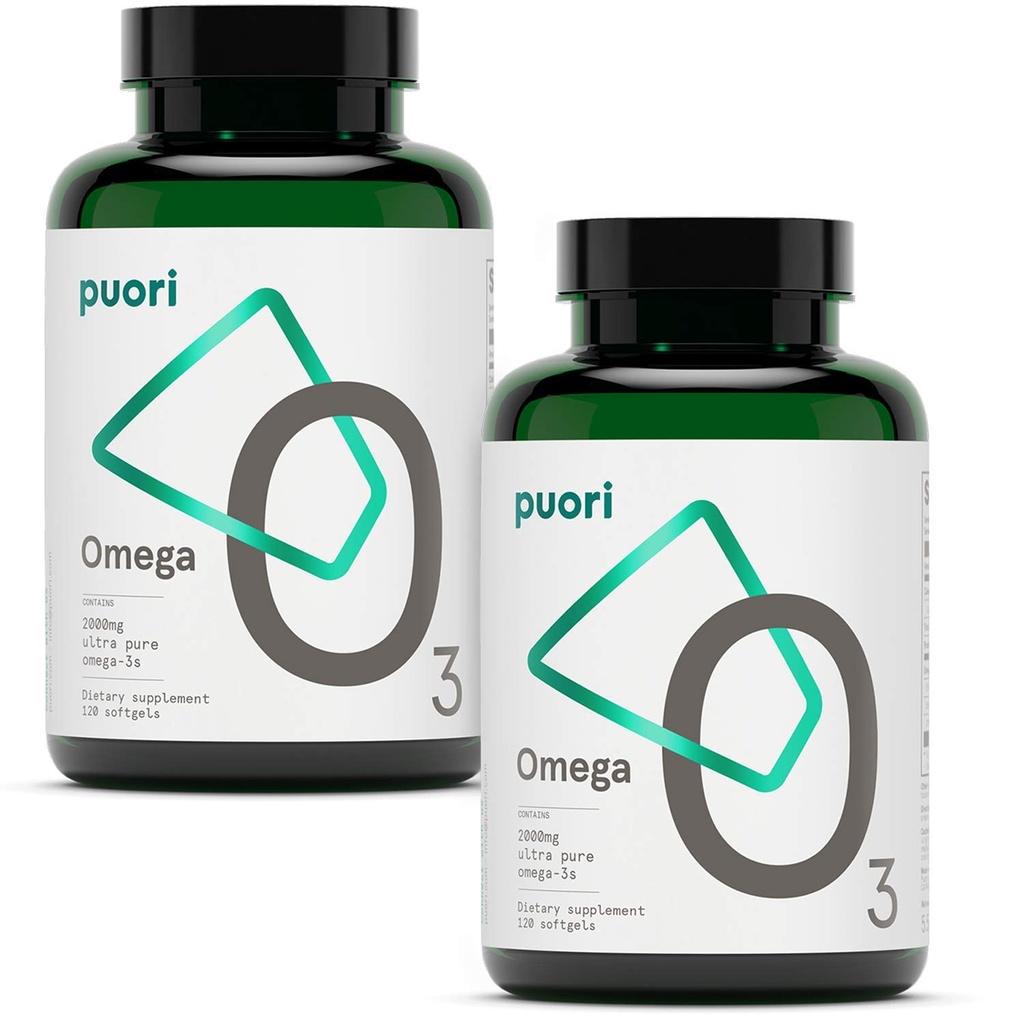 Puori Omega 3 鱼油补充剂 - Ultra Pure & Burpless Wild Caught 鱼油,含2000mg Omega 3 脂肪酸,1250mg EPA & 500mg DHA 支持心,脑和眼健康 - IFOS认证 - 240 软胶