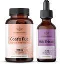 HERBAMAMA山羊的Rue和Milk Title Kit - 1200毫克山羊的Rue Capsules和Milk Title Liver Detox Drops 2 fl oz - Vegan,非GMO,糖和无酒精 - 2 包装