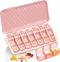 药丸组织者 3 Times A Day, 7 Day Pill Box - GloDeals Weekly Pill 组织者,可移动可移动每日药品容器消毒器案 维他命鱼油补充剂,粉红色