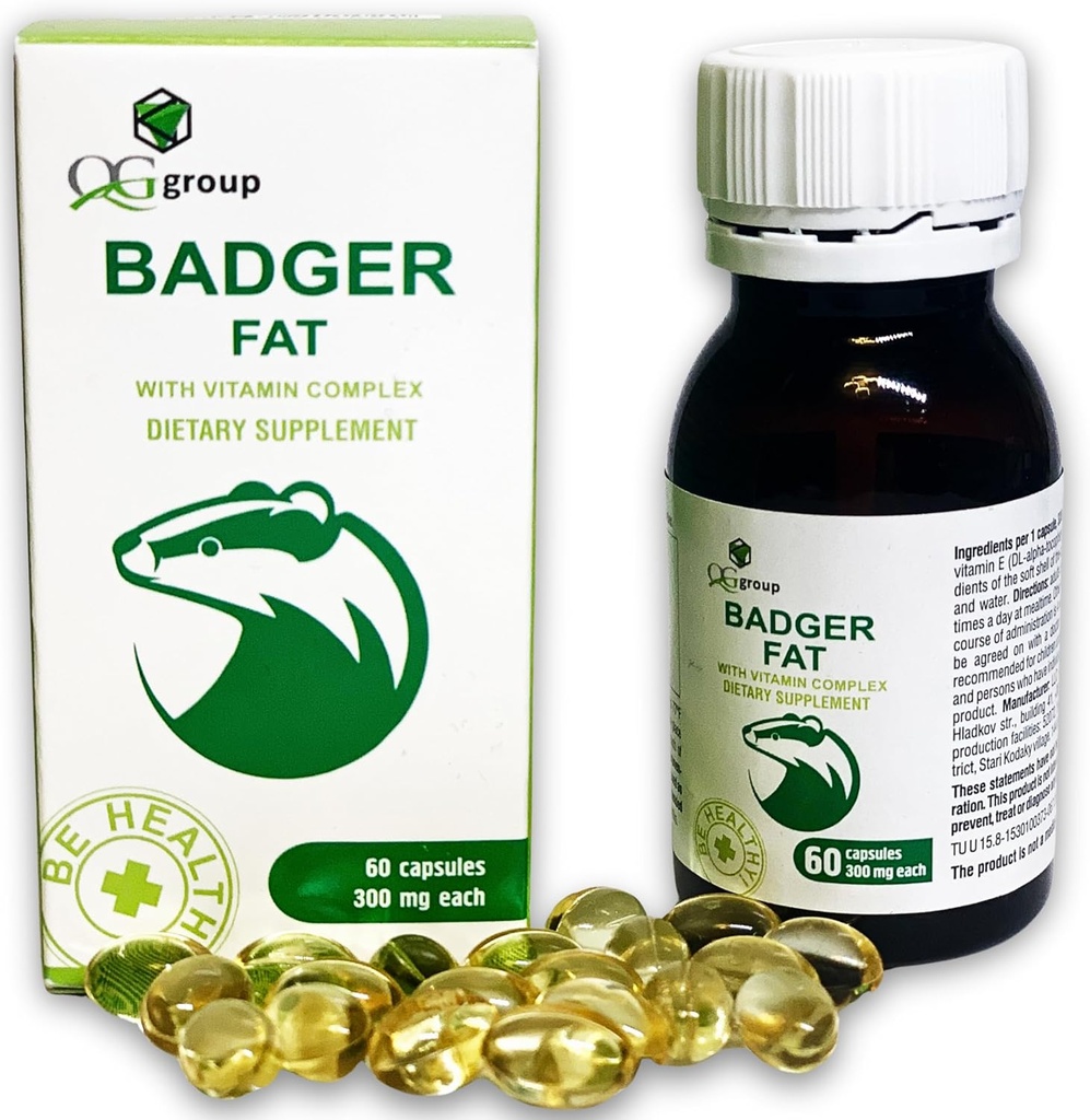 QG组 Badger Fat 天然聚不饱和脂肪酸源 - 60 Capsules, 300 mg