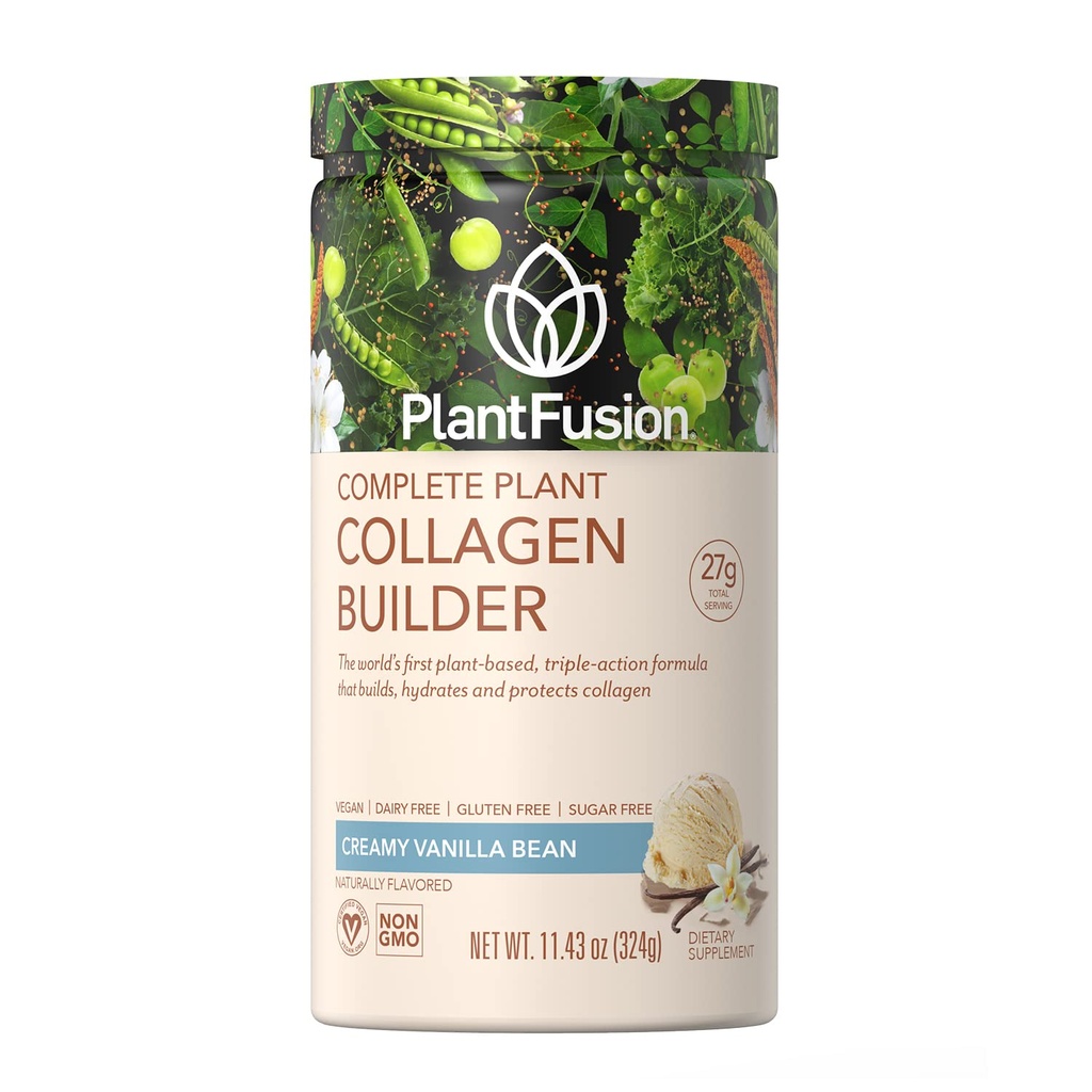 植物融合 Vegan Collagen Powder - 以植物为原料的Collagen蛋白粉,用于肌肉和关节,头发,皮肤和钉子 - Keto, Gluten Free, Soy Free, Non-Dairy, No Sugar, Non-GMO - Vanilla 11.43 oz