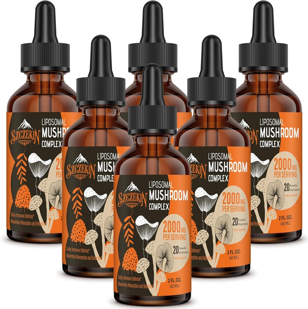 Liposomal 蘑菇复合物 Drops 2000 MG - 20 有机蘑菇提取器 - 豁免、认知和记忆高级液体公式 - Lions Mane补编, Reishi, Cordyceps, Chaga, 180 服务