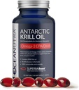 南极磷虾油500mg软胶,SuperbaBoost Omega 3 补编,EPA & DHA, Astaxanthin, Choline, 56%磷脂,可持续,无鱼油,香草(60天供应)