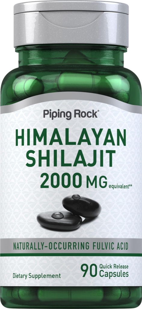 Pipping Rock Shilajit Capsules → 2000mg → 90 Counter → 喜马拉雅富尔维奇酸 → Non-GMO, Gluten Free Supplement