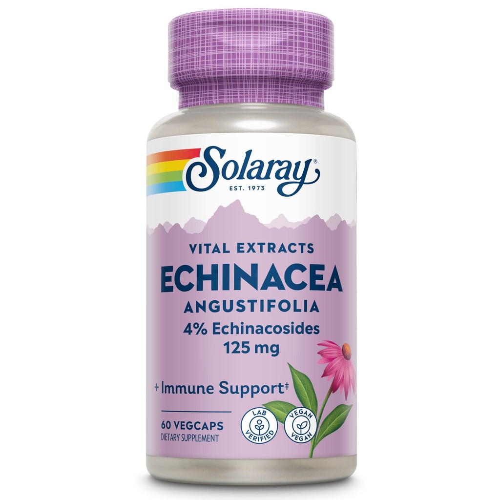 SOLARAY Echinacea Angustifolia 根提取 125 mg → 健康免疫和呼吸功能支持 → 60 Veg Caps