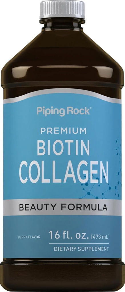 Pipping Rock Liquid Collagen and Biotin 16 fl oz | Premium Beautiful 配方 | 1型和 3型 | Berry Flavor | Non-GMO 和 Gluten Free 配方 | 1型和 3型 | Berry Flavor