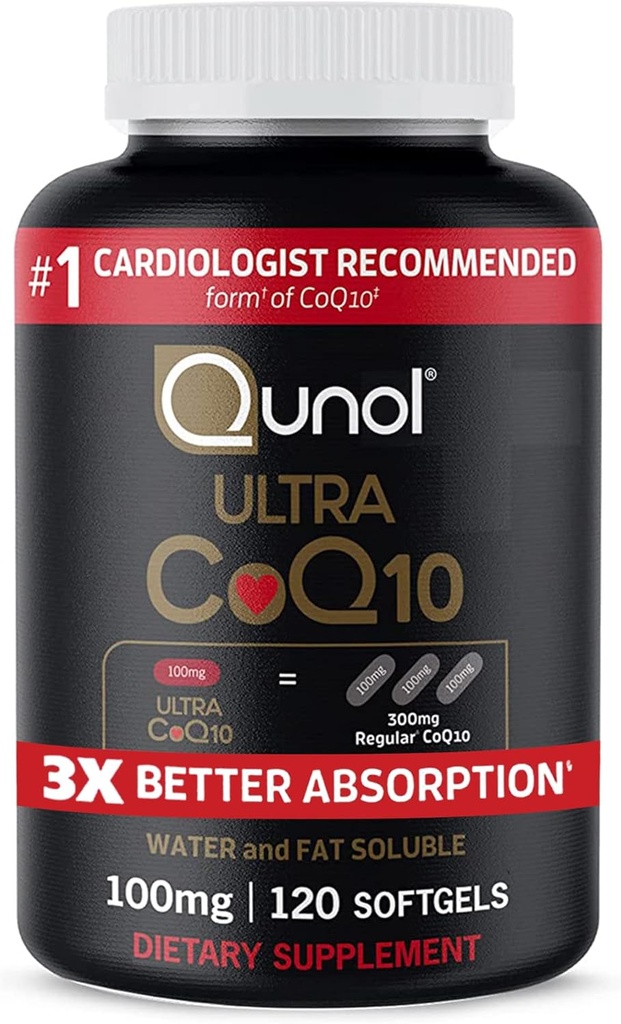 Qunol CoQ10 100mg 软胶, Qunol Ultra CoQ10 100mg, 3x 更好的吸收, 用于心脏健康和能源生产的抗氧化剂, Coenzyme Q10 维生素和补充剂, 120 Counters (24页)