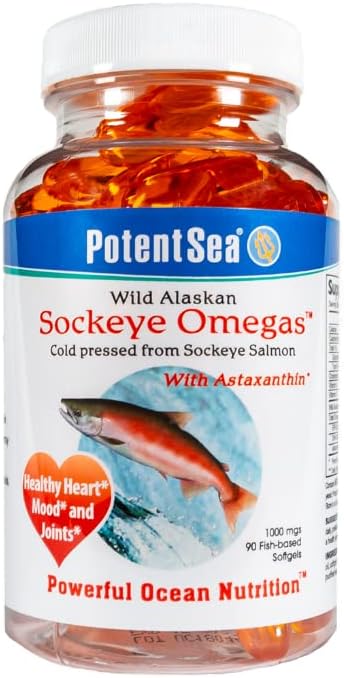 野生阿拉斯加Sockeye Omegas 沙门鱼油补充品,Omega-3 EPA和DHA, Easy Digestion, Cold Pressed, 90 Softgel