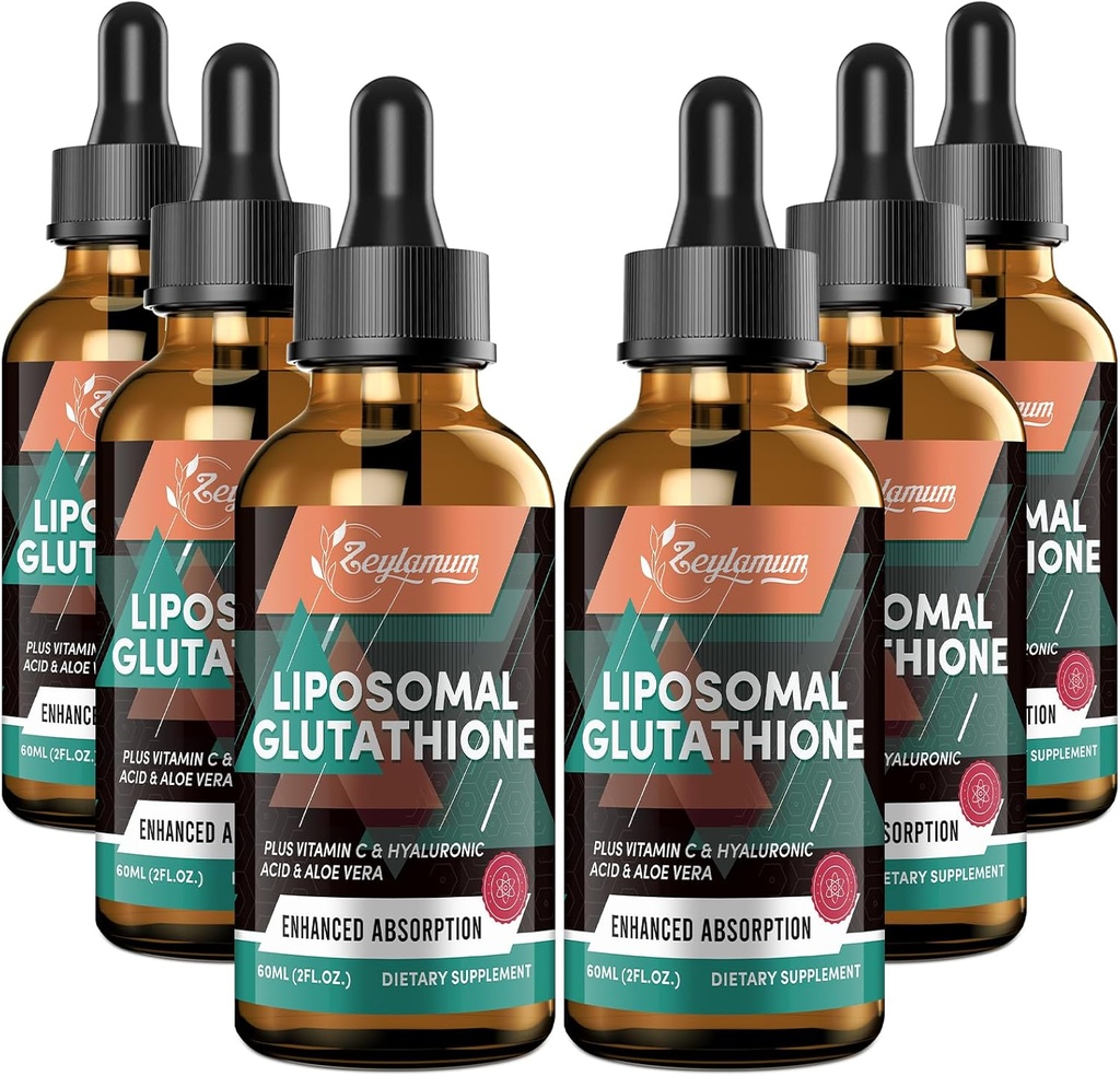 2000MG Liposomal Glutathione 液滴、超高吸附、自然解毒、免疫系统和皮肤苏普罗特*、L-Glutathione、维生素C和Hyaluronic酸、Capsules替代品,12.12 OZ
