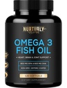 Omega 3 Fish Oil 2000mg, 800mg EPA和 600mg DHA - 肠内粘合剂和Burpless - 支持大脑和心脏 - Burpless, 非GMO, 第三方实验室测试和NSF认证 - 120软胶