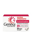 Genexa Clean Acetaminophen 500mg 额外力量,Dye 自由疼痛 解热器,0% 人工添加剂,成人疼痛药物,解热头痛,背痛,小关节炎疼痛,50片