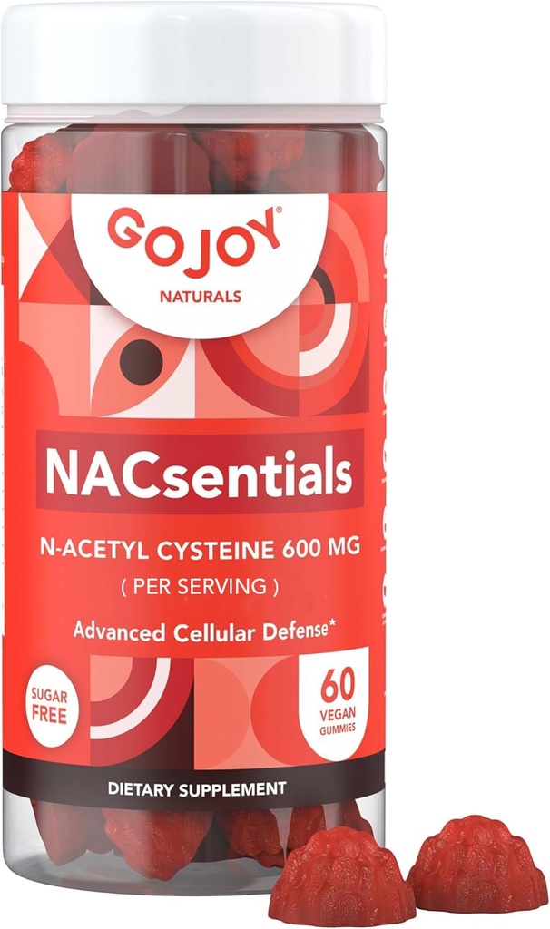 GOJOY NACsentifics 7-in-1 NAC Gummys 600mg – 支持Glutathione,liver & Antioxidant Wellness – N-乙酰Cysteine 与维生素C,ALA,Quercetin & Astaxanthin – Vegan,无糖
