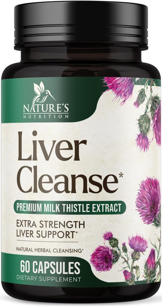 Liver Cleanse Detox & Reference Formula - 20-in-1 高级肝脏支持补编,配有Silymarin Milk Thetle, Dandelion Root, Artichoke 提取器, Turmeric, Choline, & Beetroot - 60 Veggie Capsules