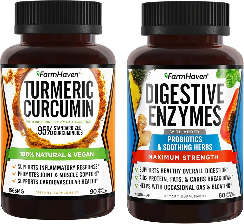 含黑辣椒的FarmHaven Turmeric Curcumin和含18种杀菌药的消化酶