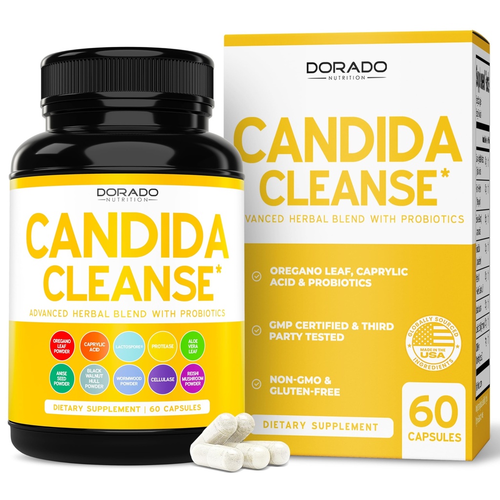 Candida Cleanse Detox(60 Counter) 高级11-in-1 与Candida Killer Complex公司为男女提供的过度生长治疗公式 - 第三方测试 - 在美国制造