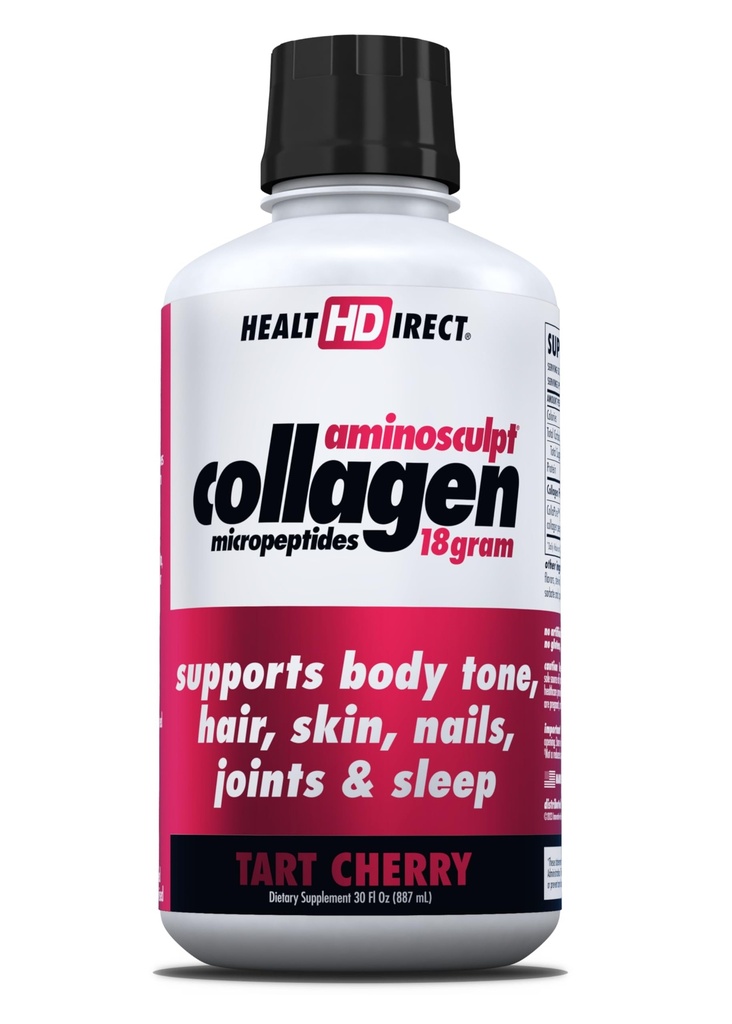 HEALTH DIRECT 氨基无糖凝胶补充剂 - 发型,皮肤,直钉和联合体,草翅,非GMO,液态凝胶 - Tart Cherry - 30 Fl Oz