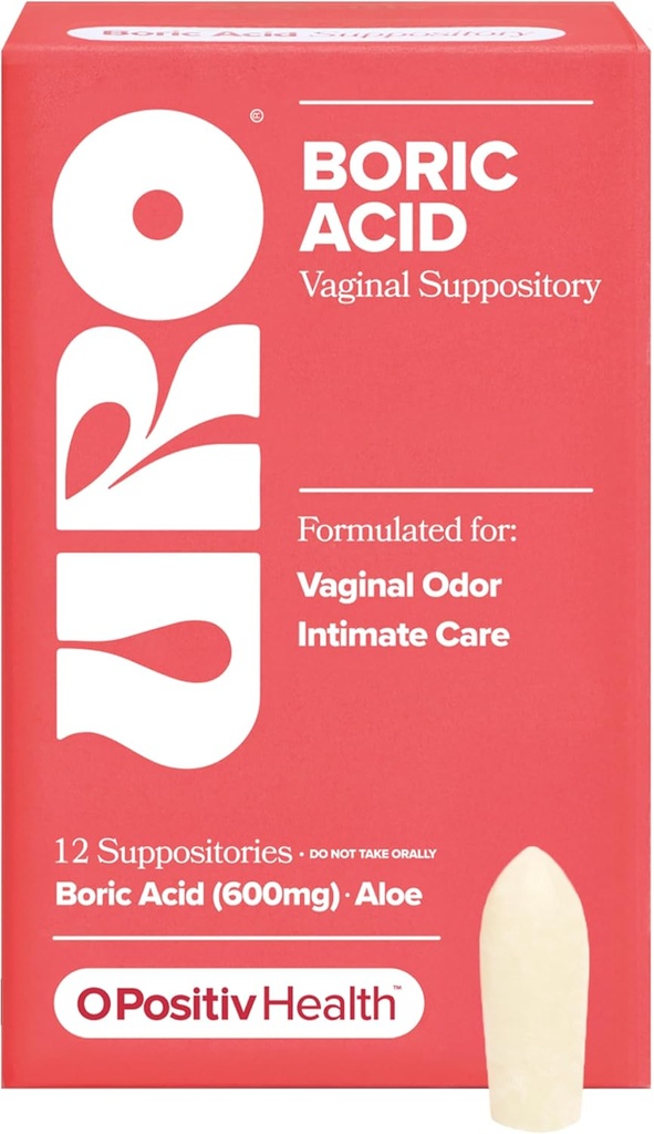 O Positiv URO Boric 酸性阴道药丸 — — 配有乳酸,以及Aloe用于快速救济和阴道食道控制 — — Vegan, Free from Parabens, Dyes, and Fragrances — — 12 Counts (Pack of 1)