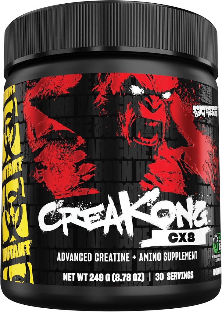变异CREAKONG CX8 – 高级Creatine + 氨基增殖剂,配有4g三重Creatine Blend,4g 氨基混合剂(BCAAs & Taurine) 用于肌肉生长与性能 – 不受欢迎,249g(30架)