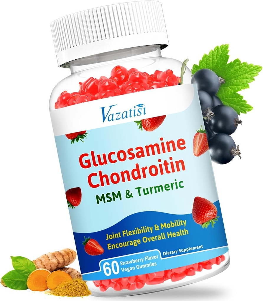 Glucosamine Chondroitin Gummys配有Turmeric & MMSM, Boswellia - 联合支助补编 - 动纸支持、灵活性和强度 - 60 Gummys
