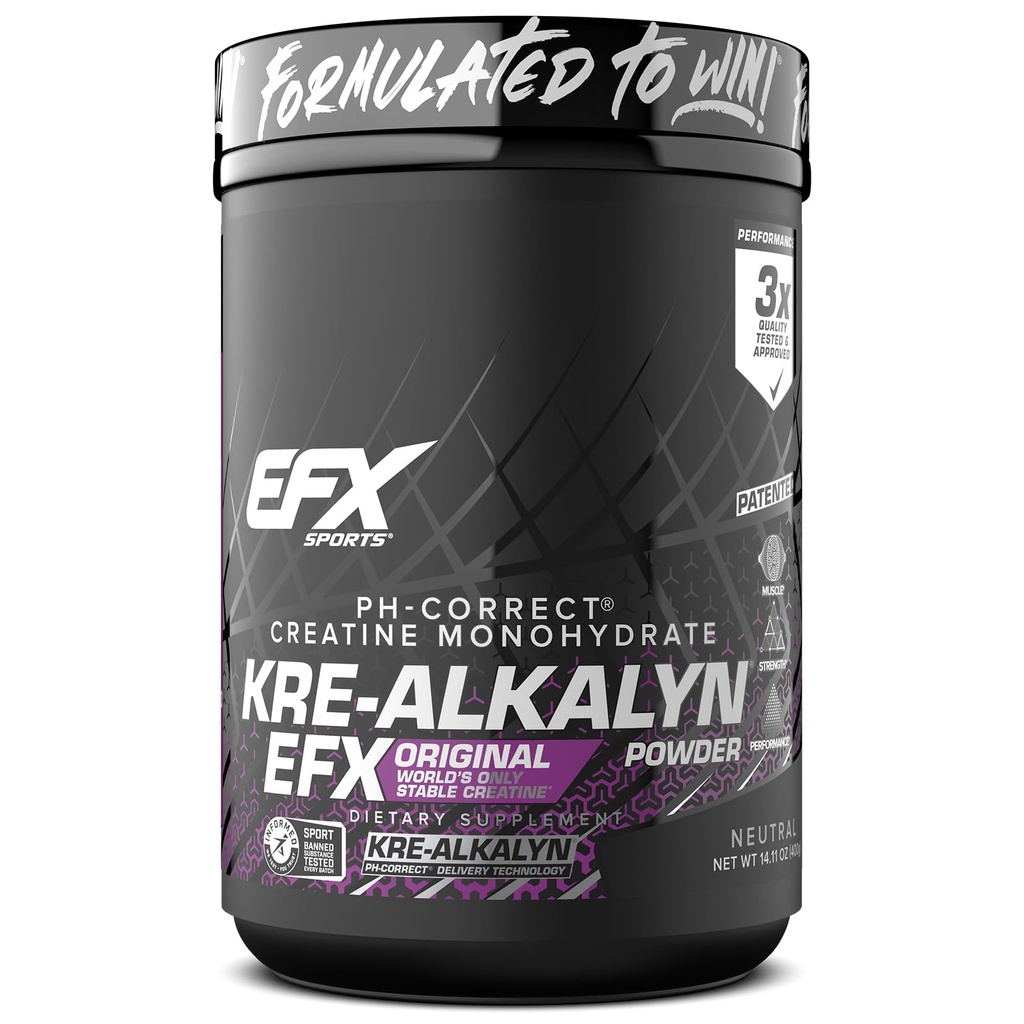 EFX Sports Kre-Alkalyn EFX Powder QX pH 正确的克里丁单水合物 粉末补充 QX 力量,肌肉生长和性能 266 服务(不受欢迎)