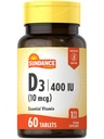 圣丹斯维生素D3 400 IU(10 mcg) | 60 蔬菜片 | 基本维生素补充 | 蔬菜,Non-GMO,和Gluten自由公式