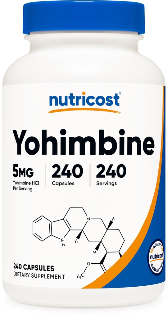 营养成本 Yohimbine HCl 5mg, 240 Capsules Extra strong - Gluten Free, 非GMO