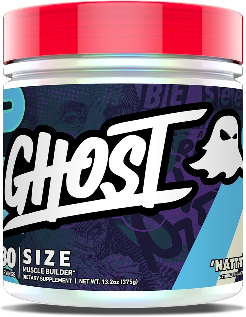 GHOST 尺寸肌肉构建器 饮食补充 - Natty, 30 services - 肌肉生长和力量建设 男女补充 - Creatine, Betaine & Beta-Alanine - 无糖和Gluten, Vegan