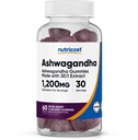 营养成本 Ashwagandha Gummys 1200mg 等效人(混血Berry Flavor), 60 Gummys, 30 人