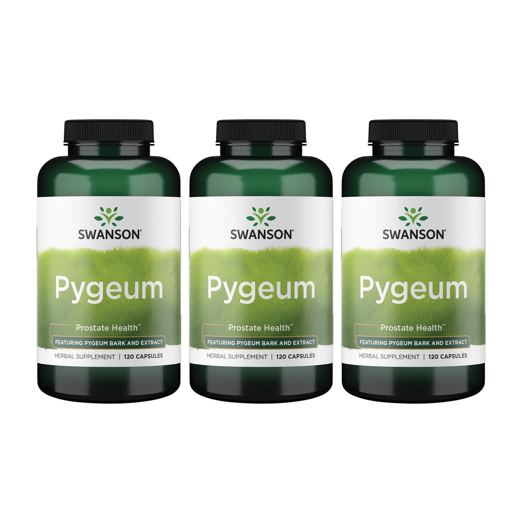Swanson Pygeum - 草药补充剂 - 男性健康补充剂 - (每罐120卡普尔,400毫克) 3 Pack