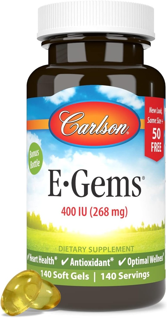 Carlson - E-Gems 400 IU(268 mg),天然-来源维生素E,最佳井,140软宝石